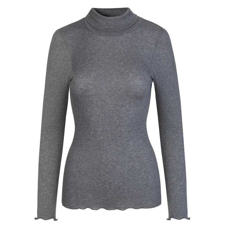 Rosemunde T-shirt Med Rullekrave, Dark Grey Melange 